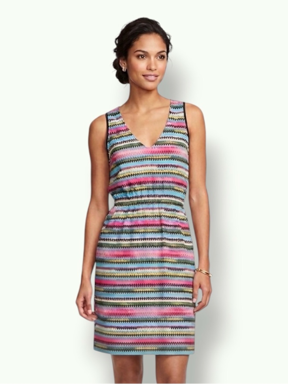 Striped V-Neck Multicolor Swim Coverup Dress